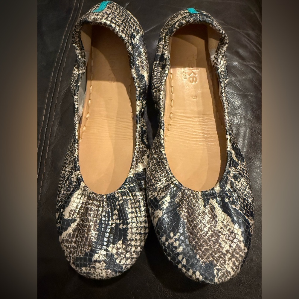 Tieks Snakeskin Flats with Teal Detail - Picture 2 of 7
